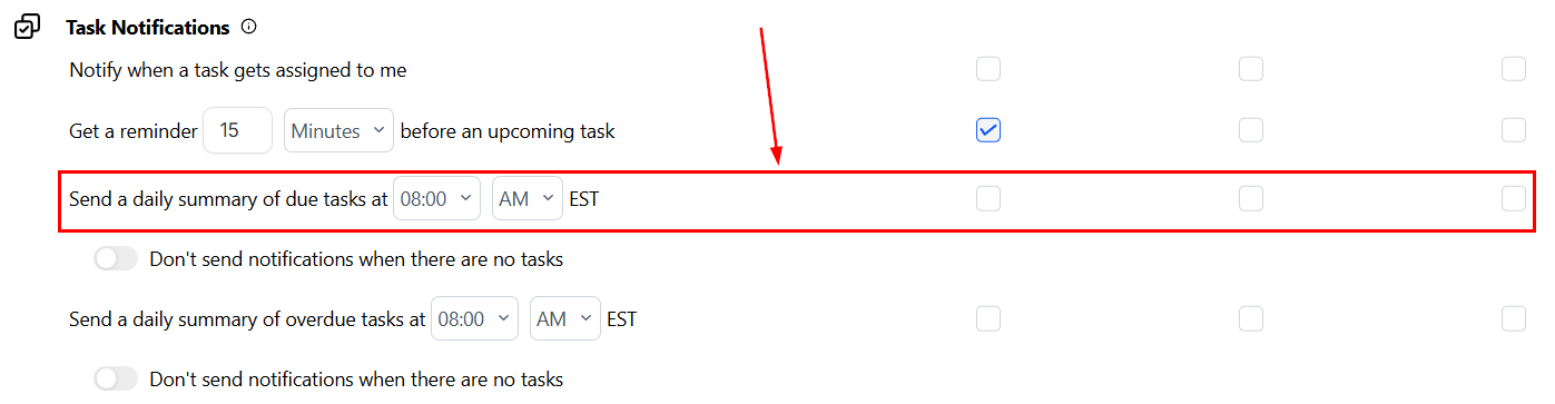 Due tasks summary