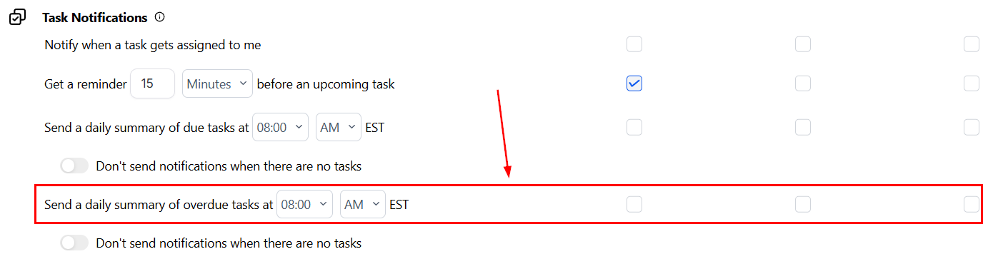 Overdue tasks summary