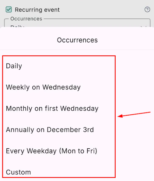 Recurring occurrences