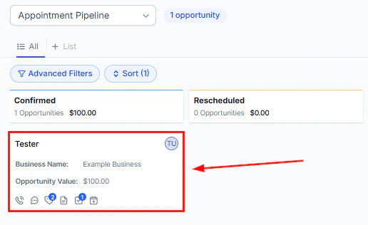 Opportunity card preview