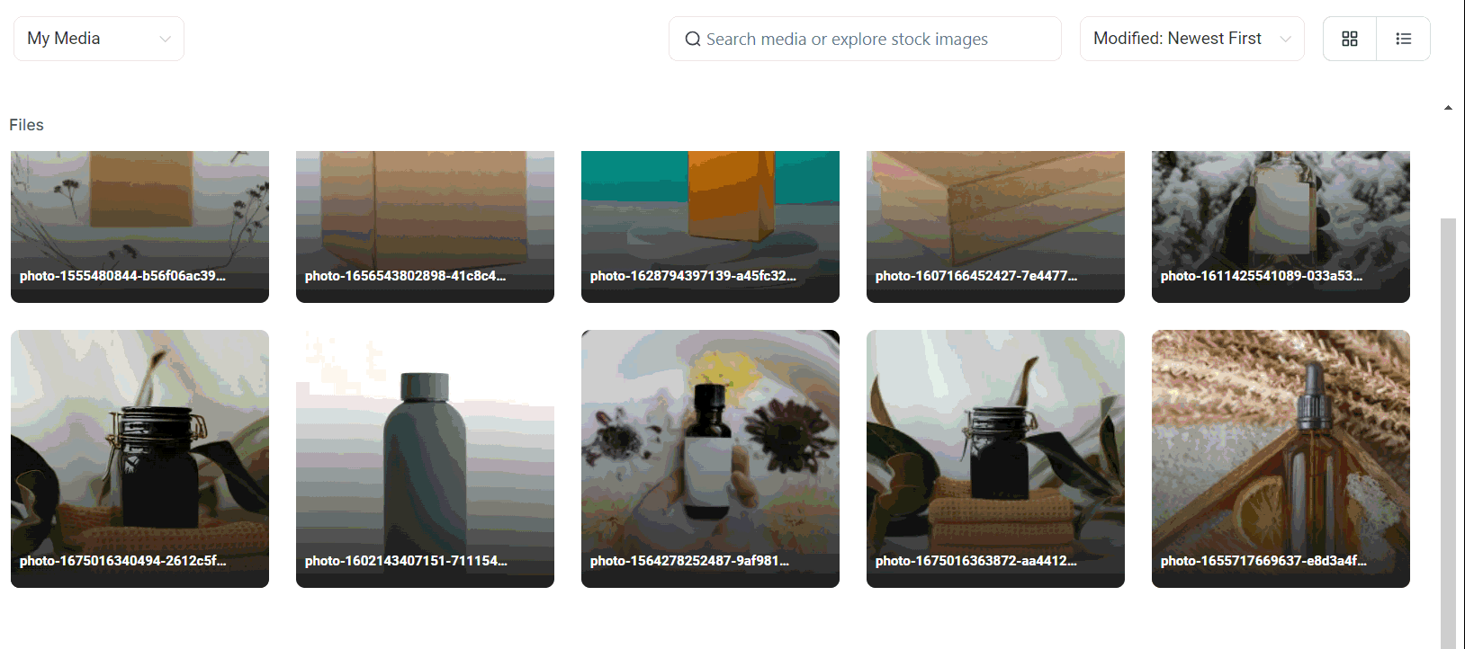 Multi-select files in Media Storage