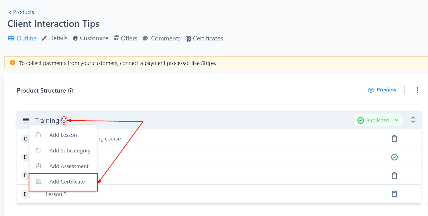 Category completion certificate
