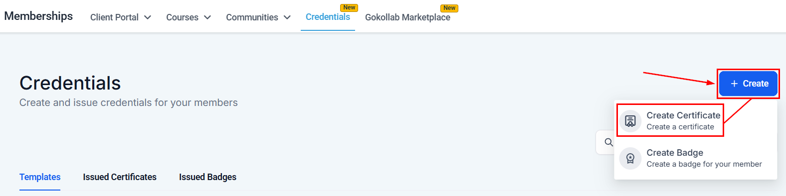 Certificate create template