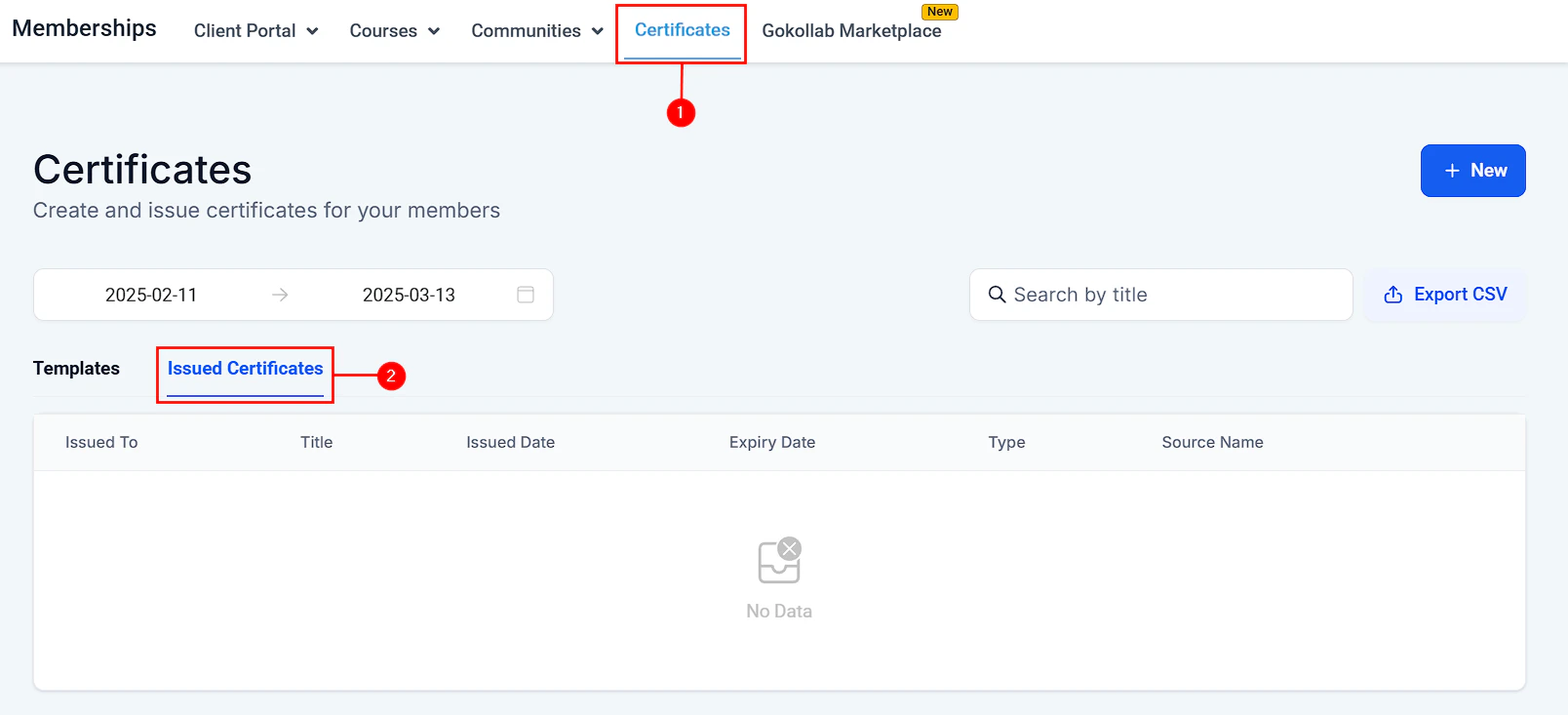 Export certificate CSV