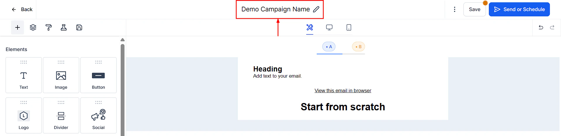 Email builder design editor