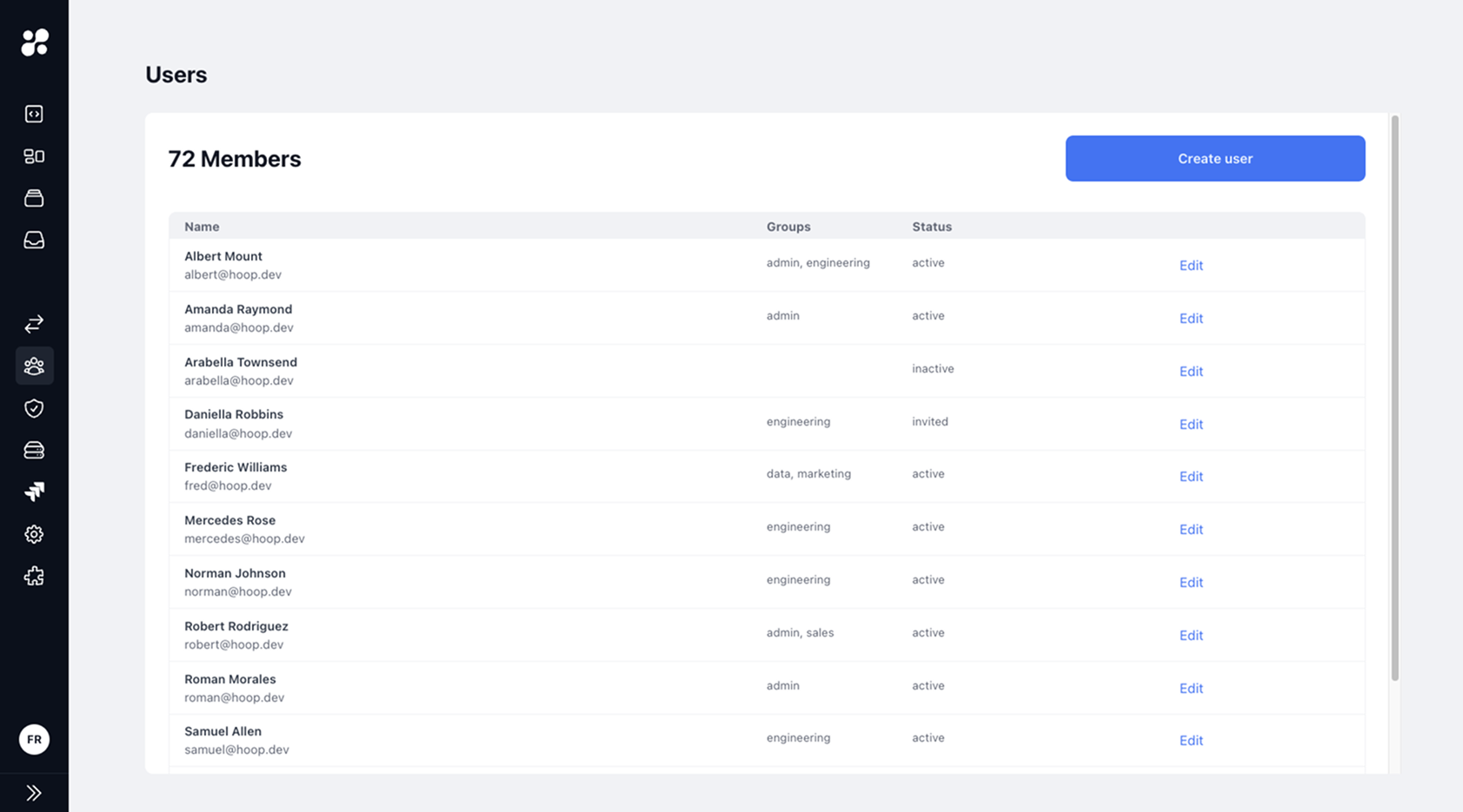 Users Management Interface