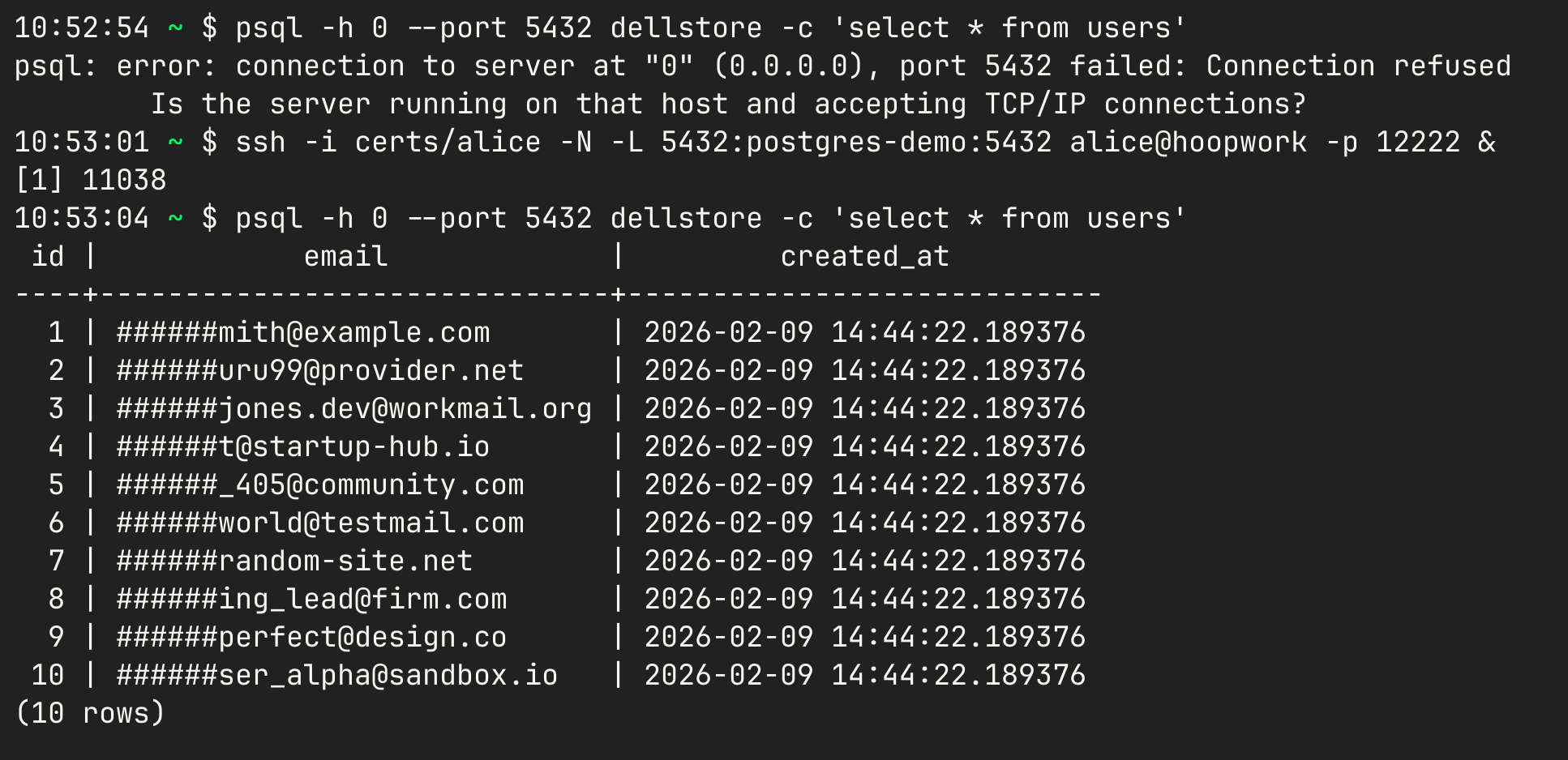 SSH Port Forwarding to PostgreSQL with Data Masking