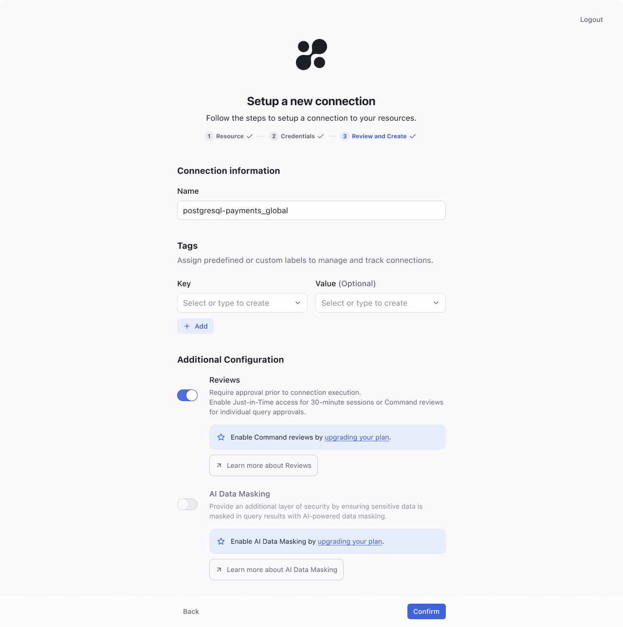 Connection Review and Create