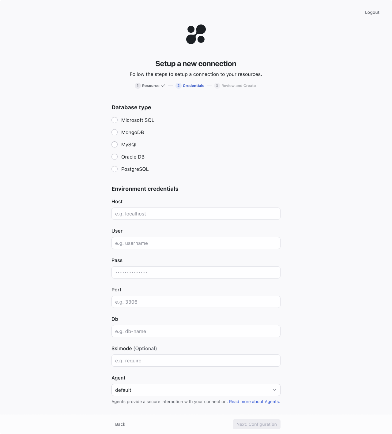 Database Credentials Configuration