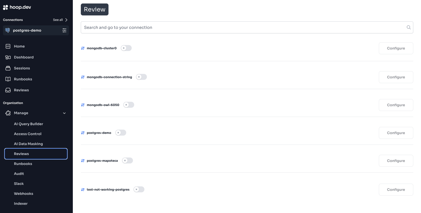 Access Requests configuration page
