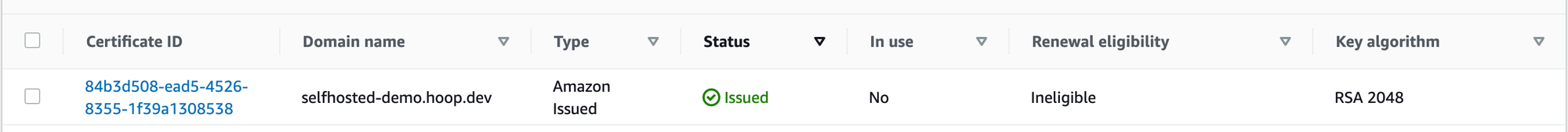 A validated ACM certificate