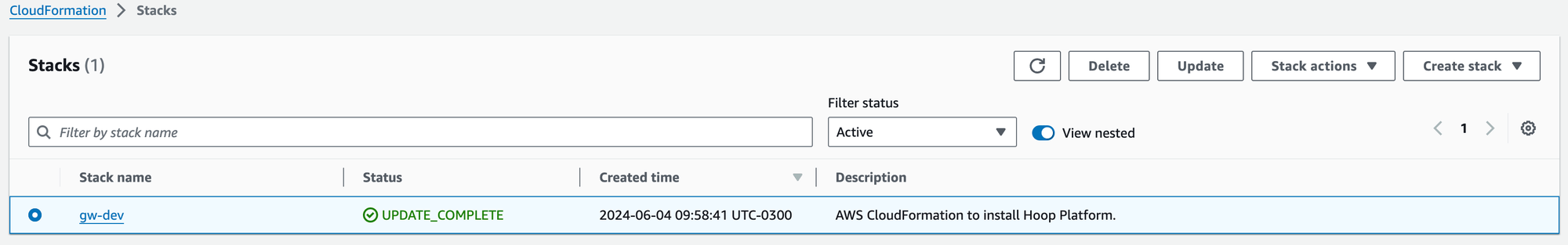 Updating the stack