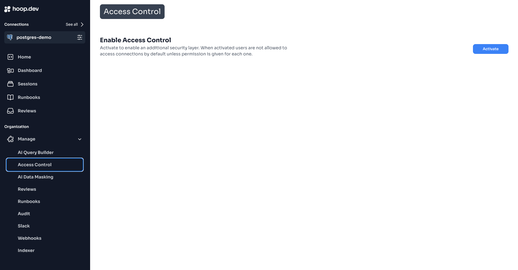 Access Control menu