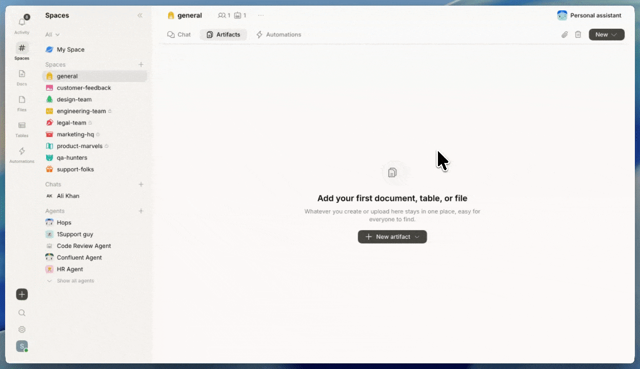 Browsing the Files tab and previewing an attachment.