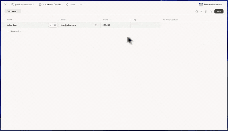 Generating a table artifact from chat and opening it in the grid editor.