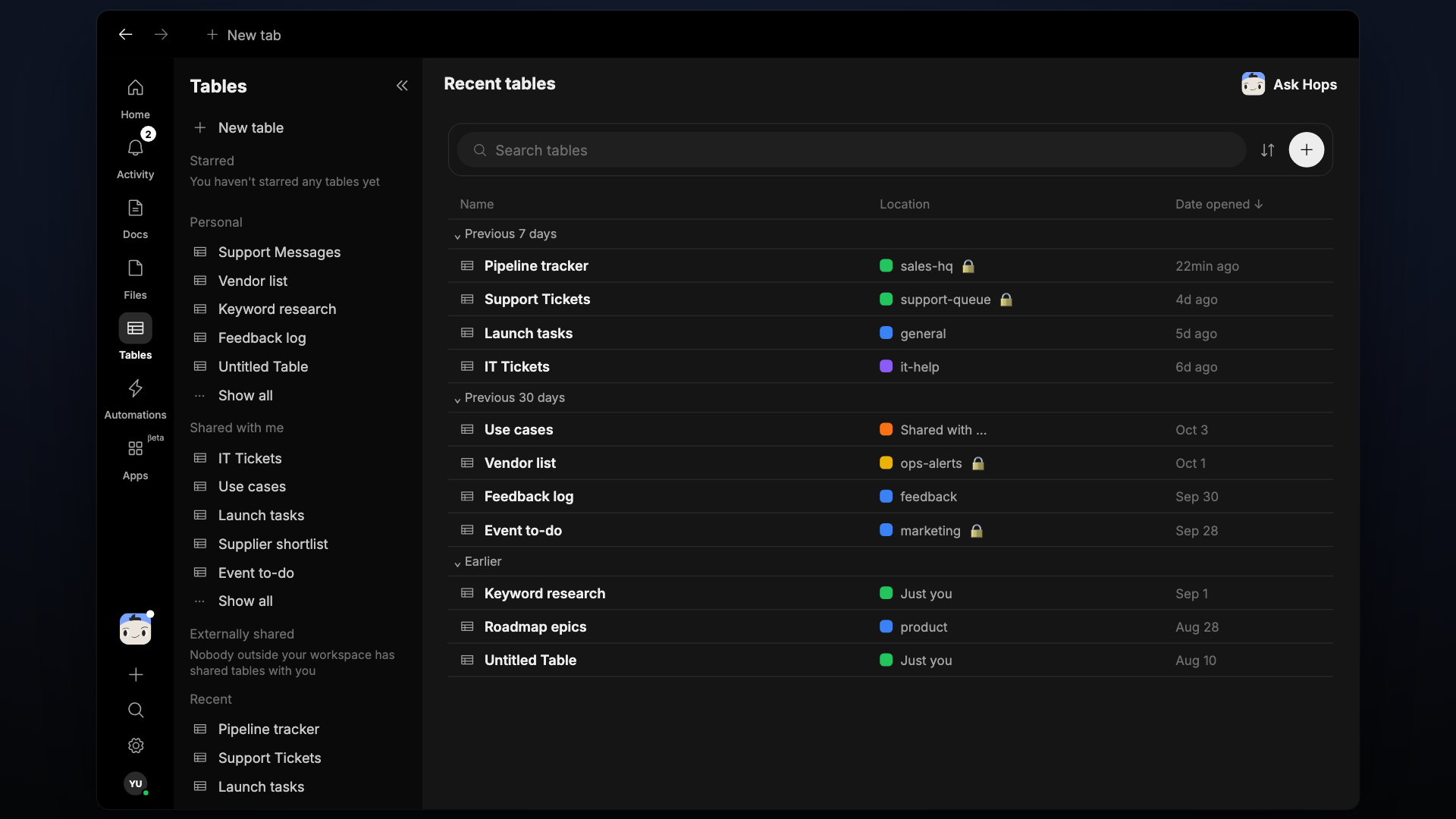 Generating a table artifact from chat and opening it in the grid editor.