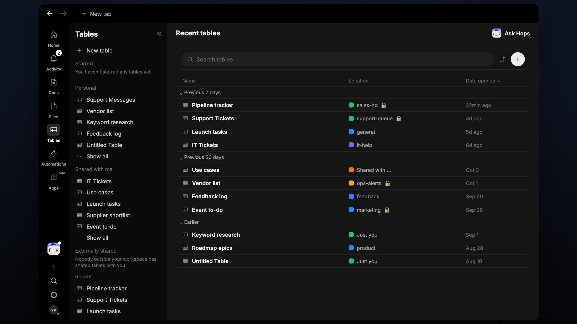 Generating a table artifact from chat and opening it in the grid editor.