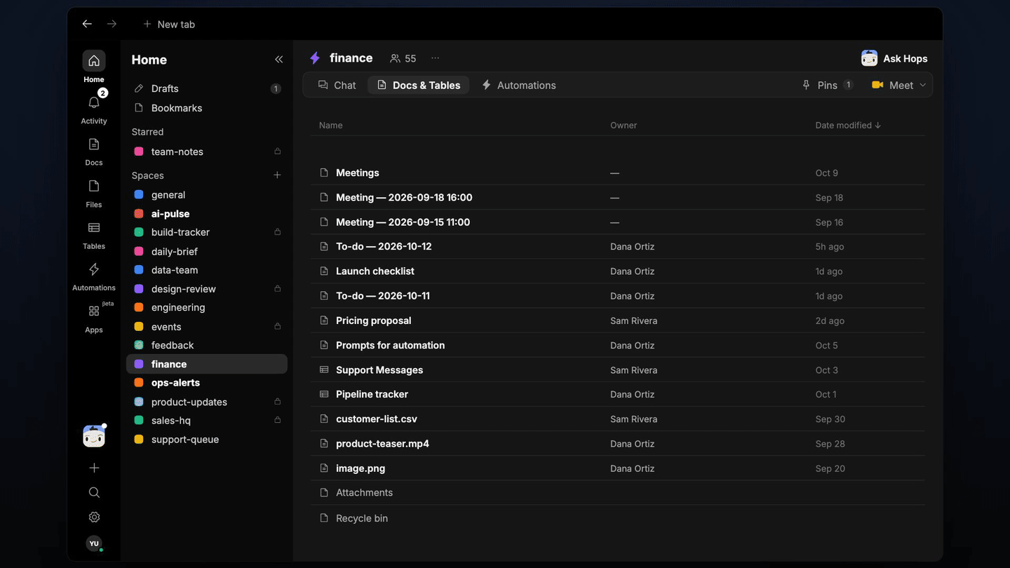 October invoices.zip added to Space context, Hops reads the invoices and matches them to POs