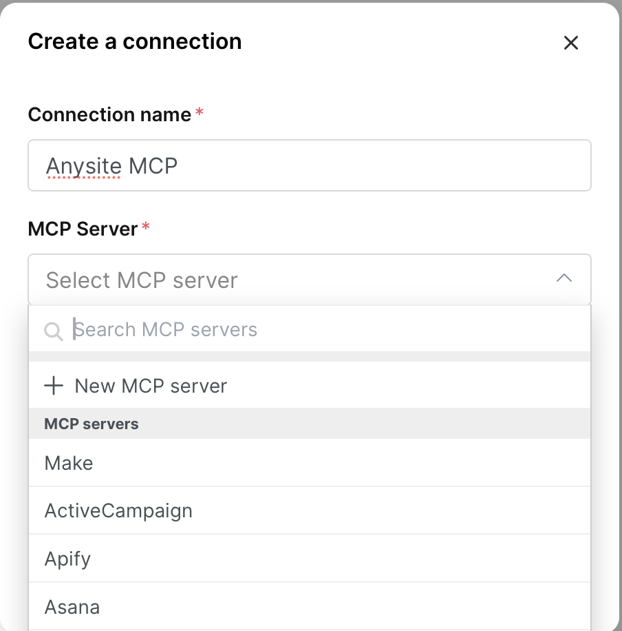 Create MCP Connection in Make
