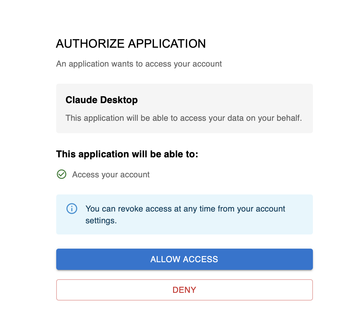 Authorize Application Screen