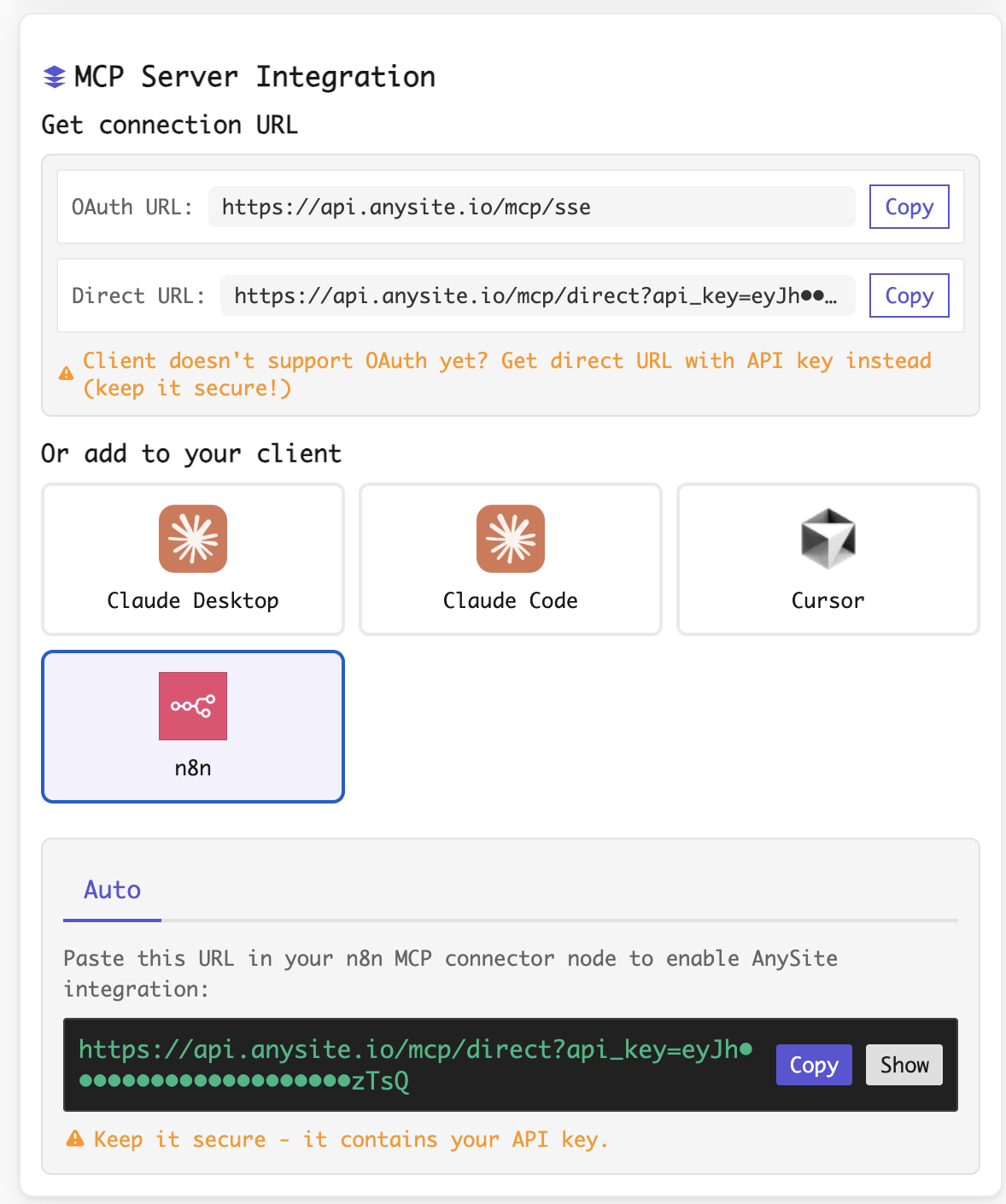 AnySite MCP Server Integration