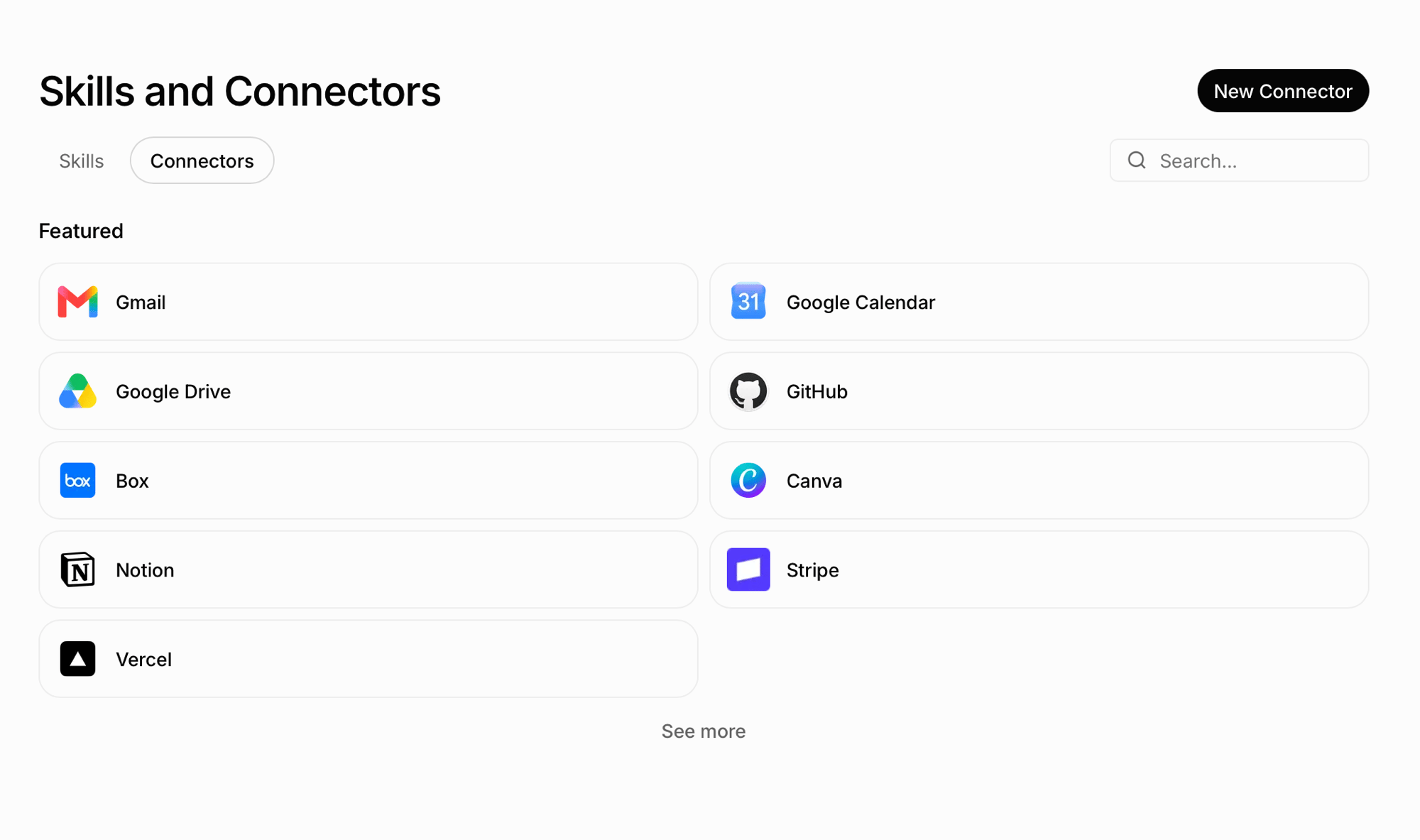 Grok Skills and Connectors 页面 - Connectors 标签页