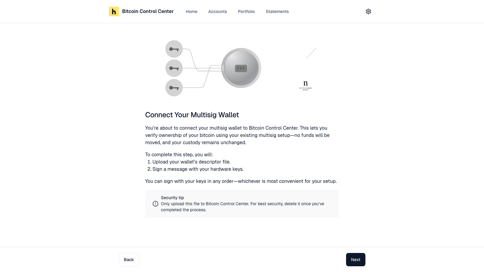 Connect Your Multisig Wallet introduction screen
