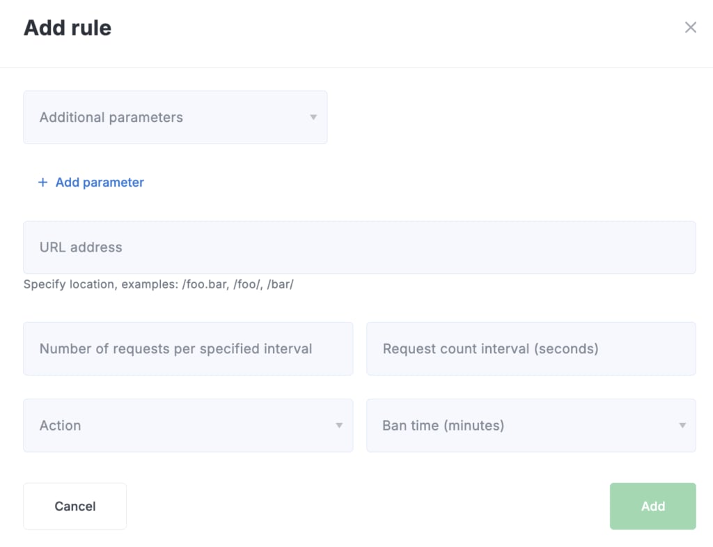 Add location filter rule modal