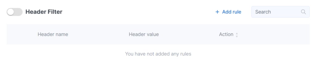 Header Filter empty list
