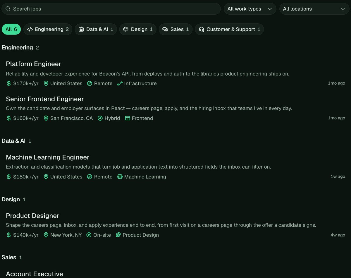 The embed in a dark green brand: green department button, green icons, and soft green text on a near-black page