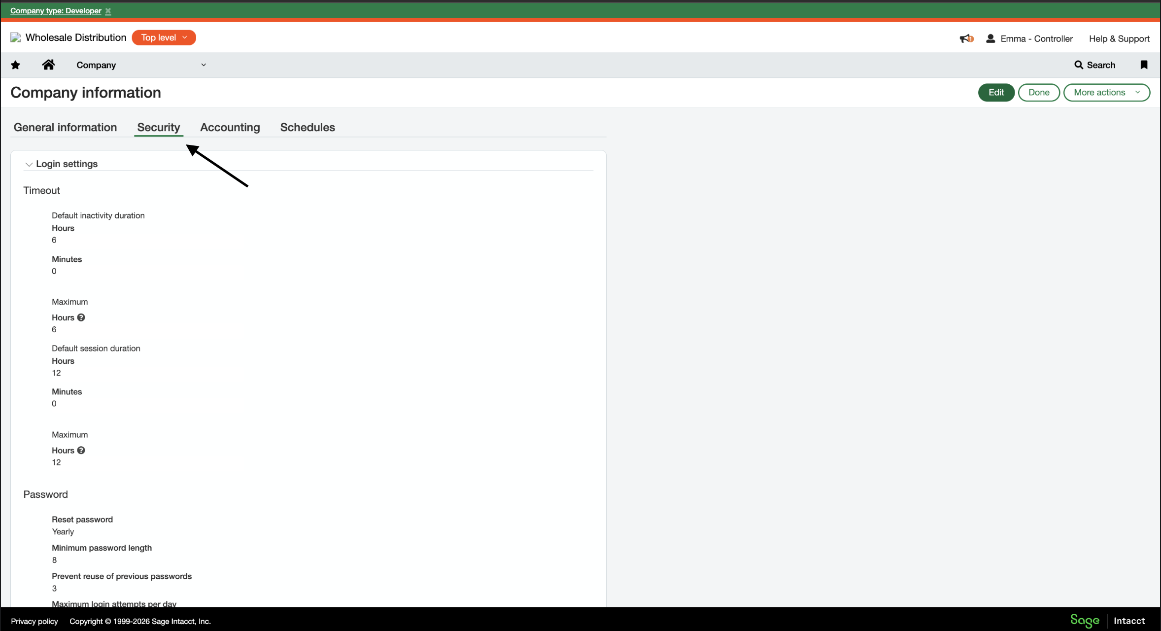 Navigate to Security