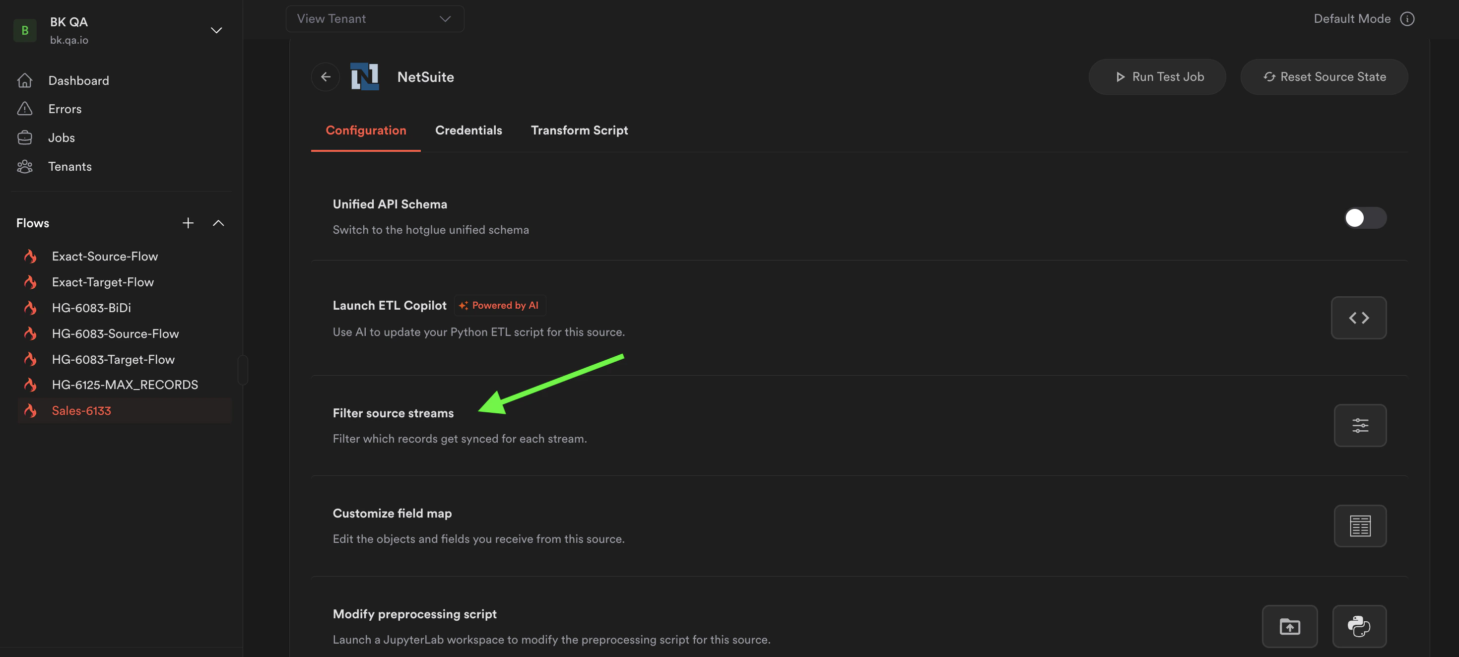 Filter Source Streams