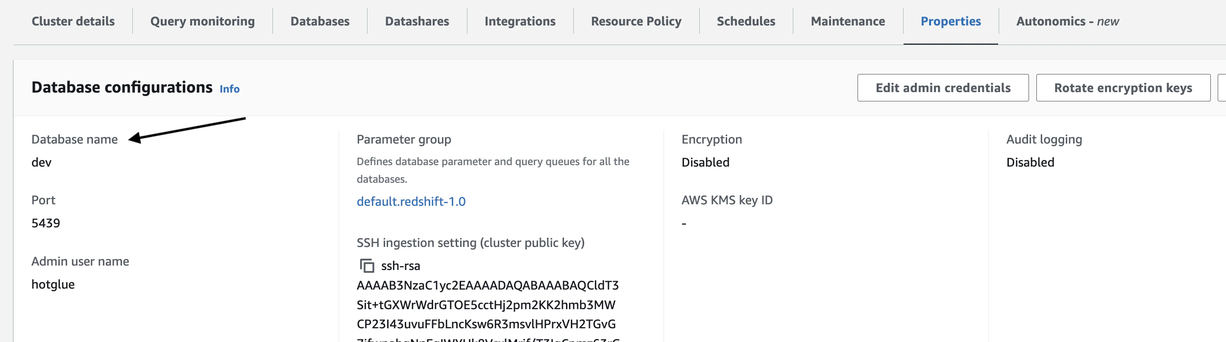 Locate Database name