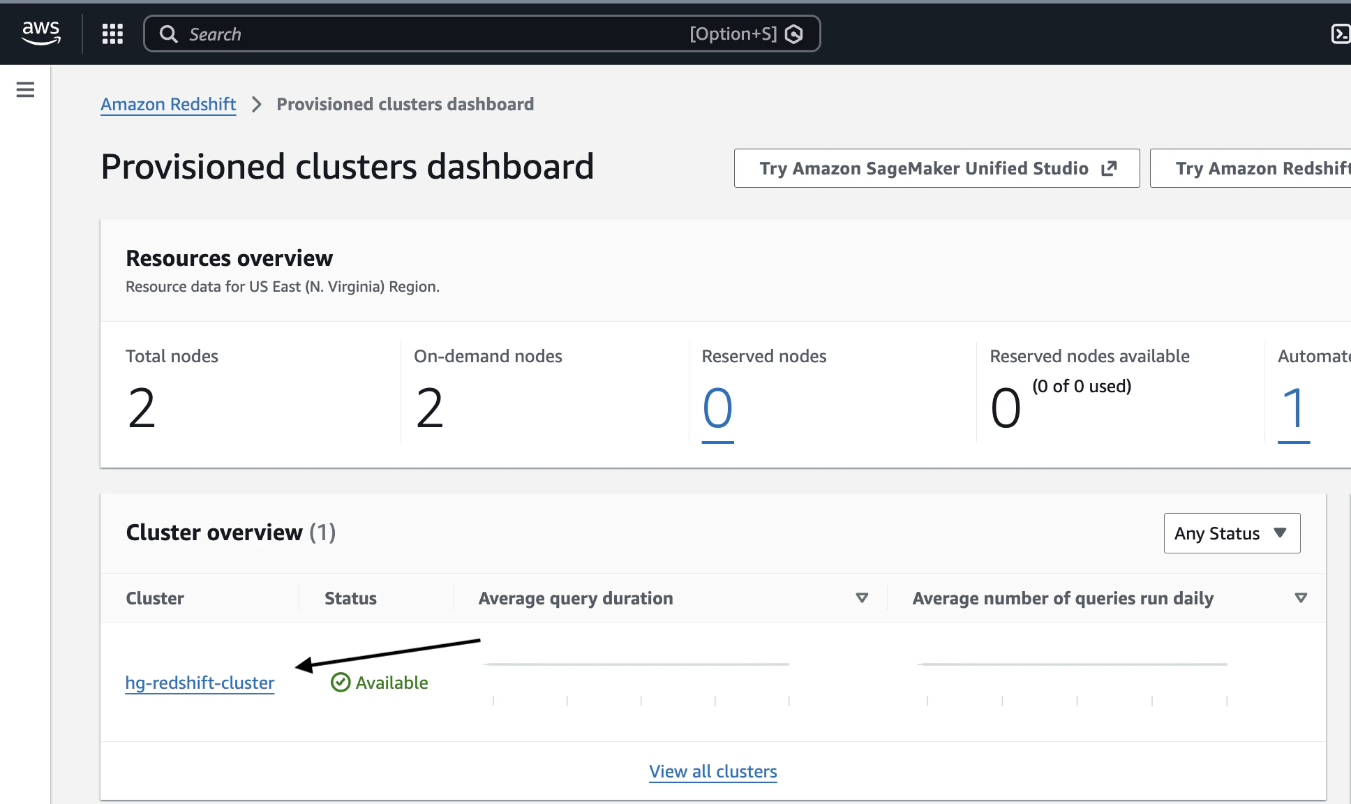 Go to Clusters & select your redshift cluster