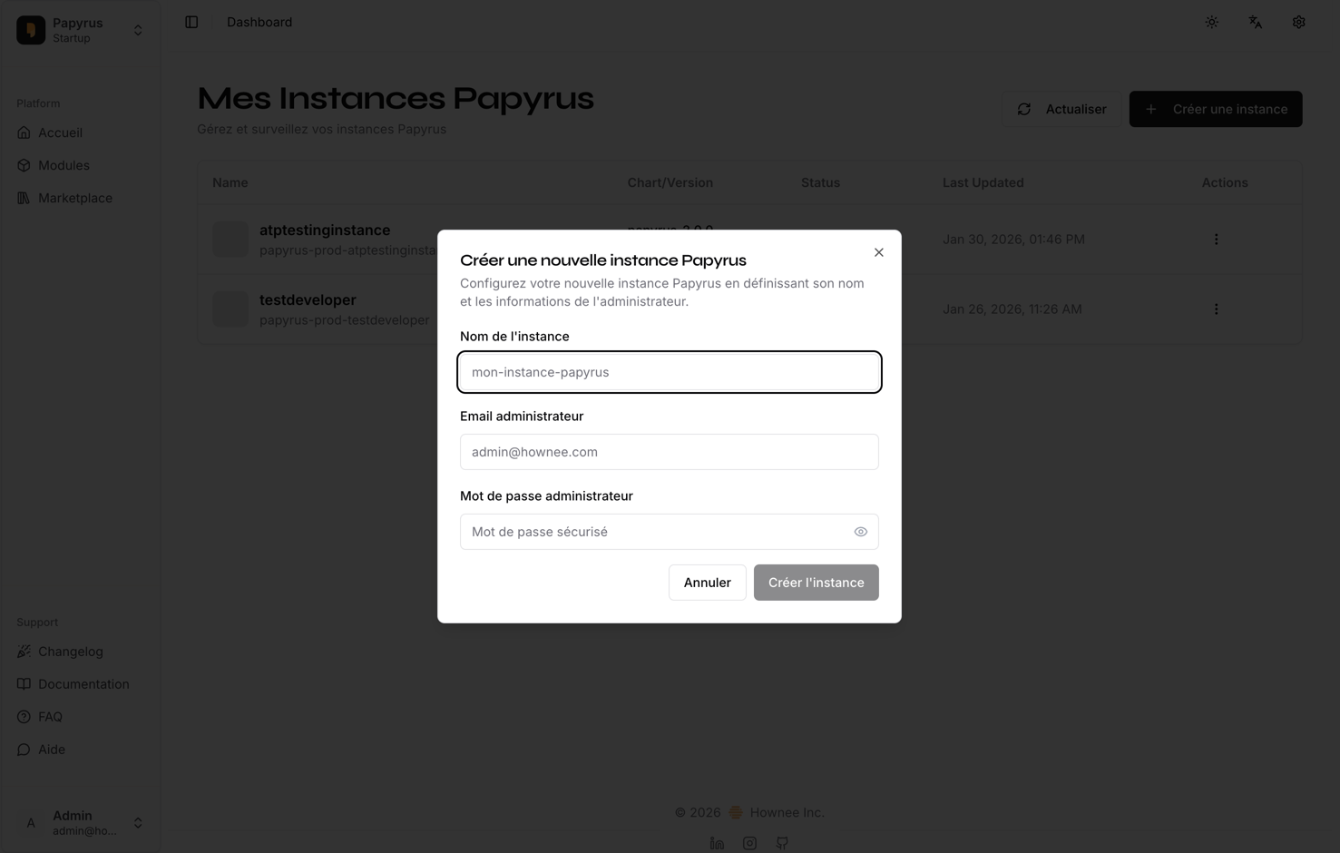 Create Instance Button