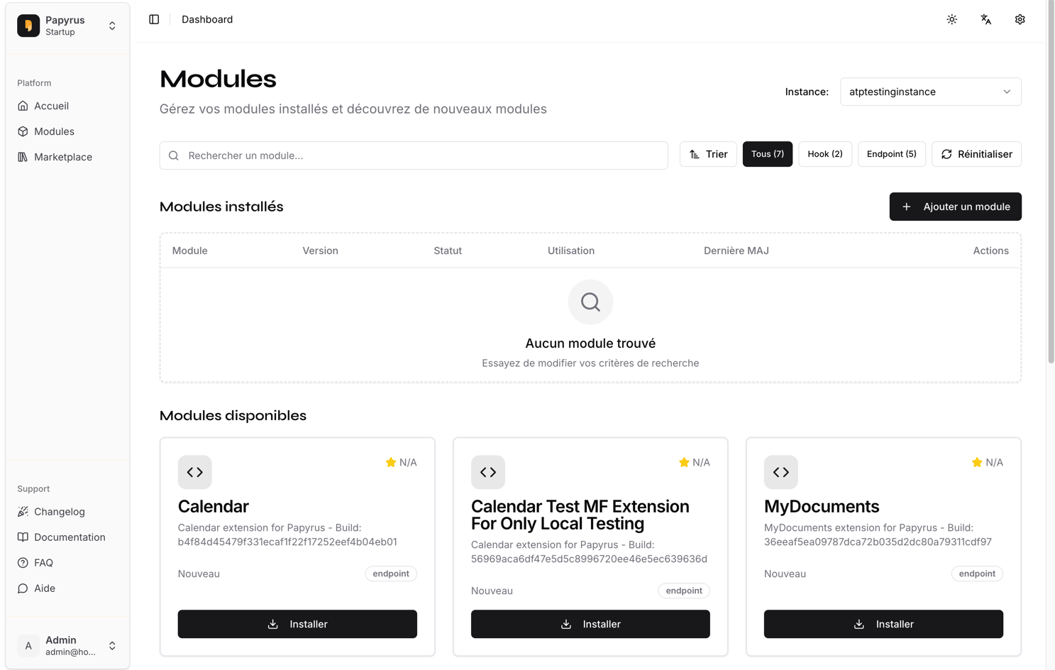 Papyrus Modules Page