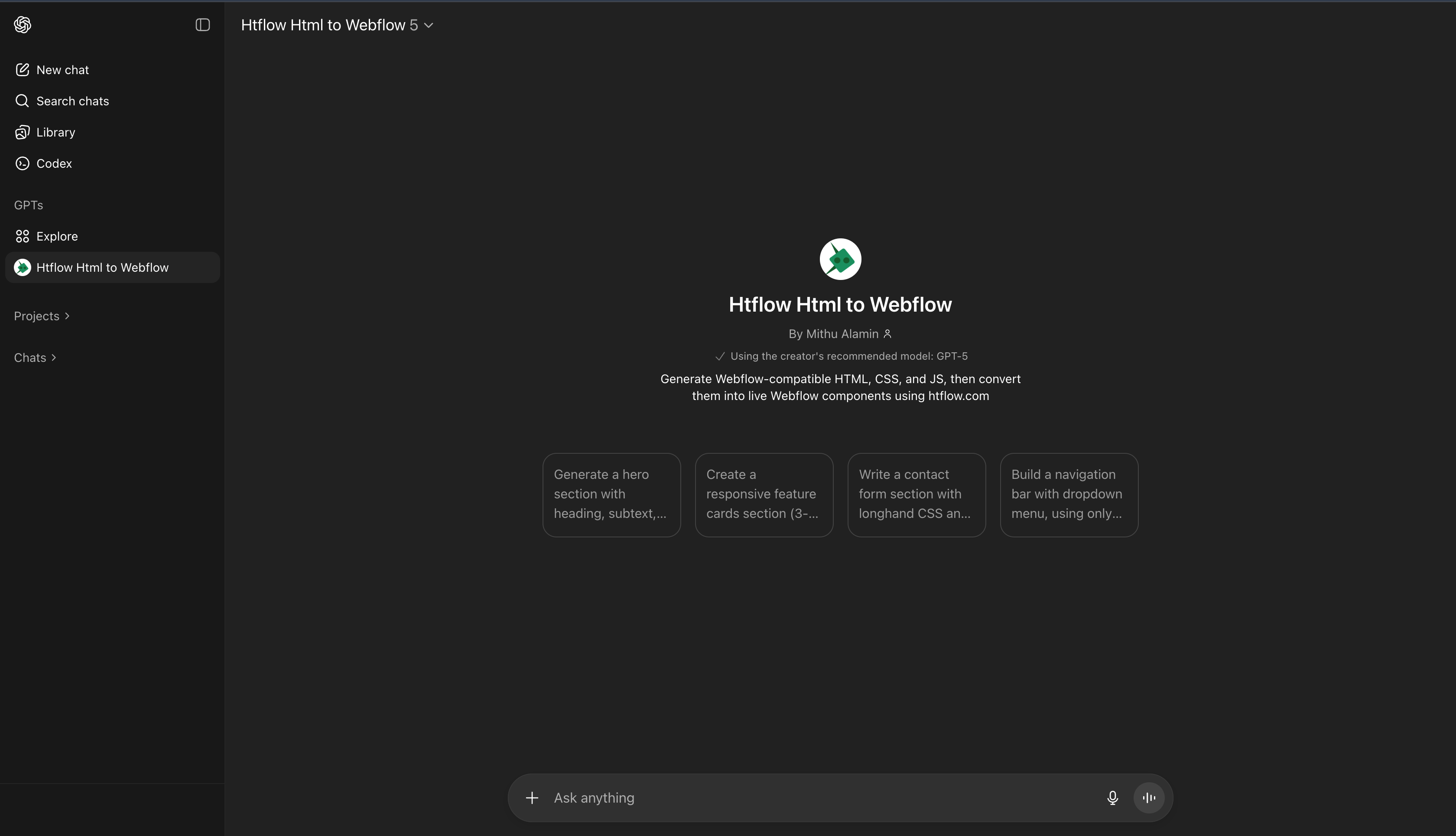 HTFlow Custom GPT Interface