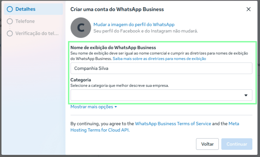 Preencher informações da empresa