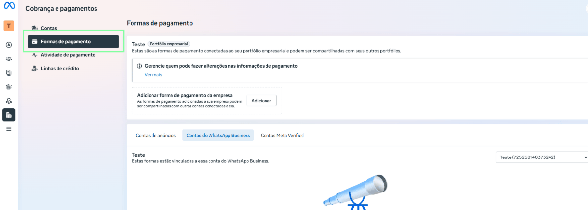 Formas de pagamento