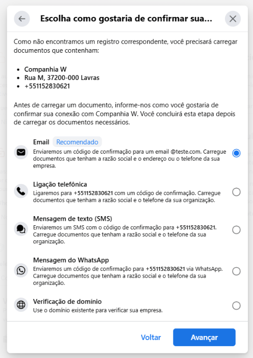 Confirmar conexão com a empresa