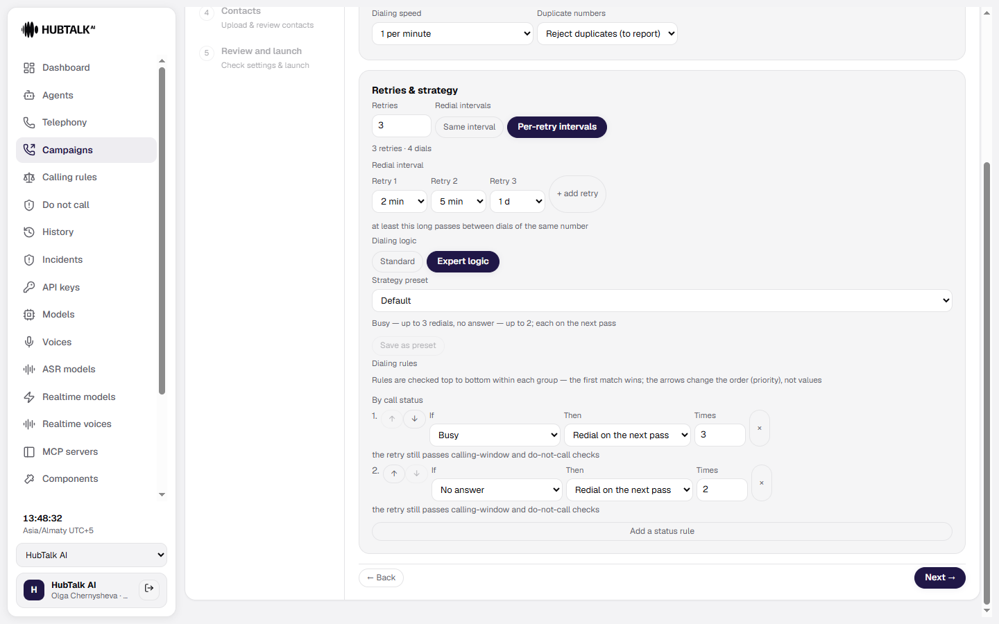 The Strategy preset selector and the rule editor inside expert logic