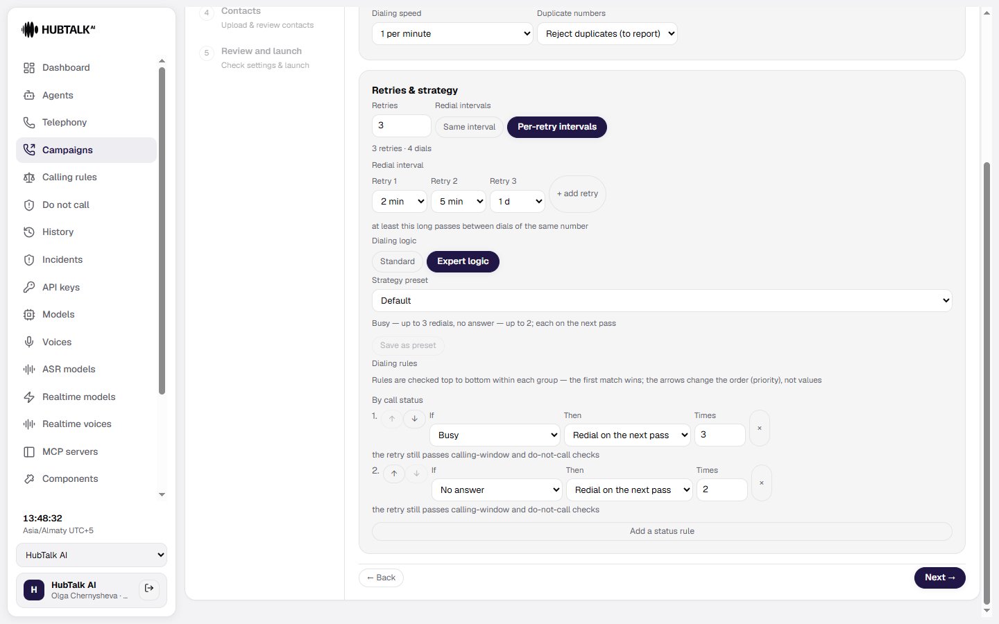 The Strategy preset selector and the rule editor inside expert logic