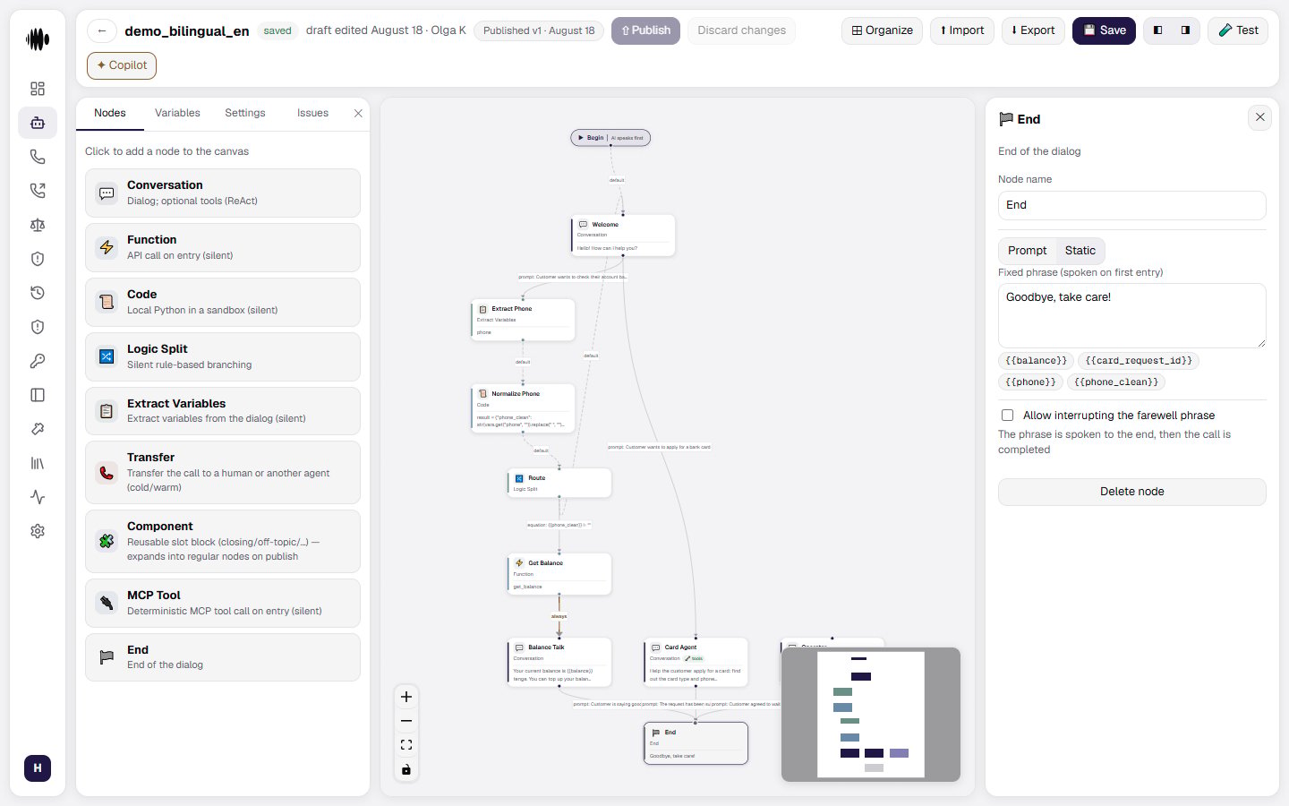 Open End node panel