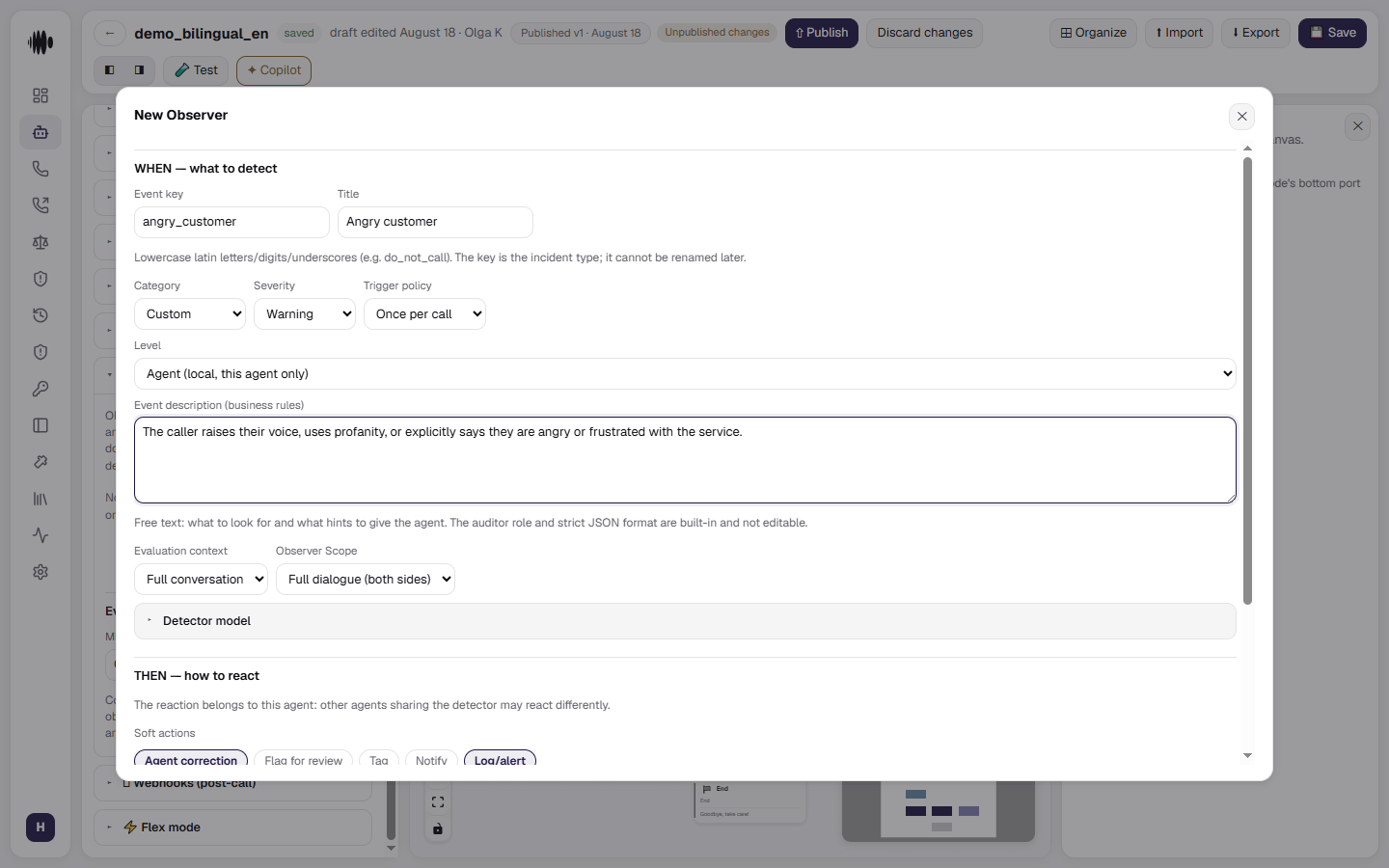 The new observer form, WHEN tab