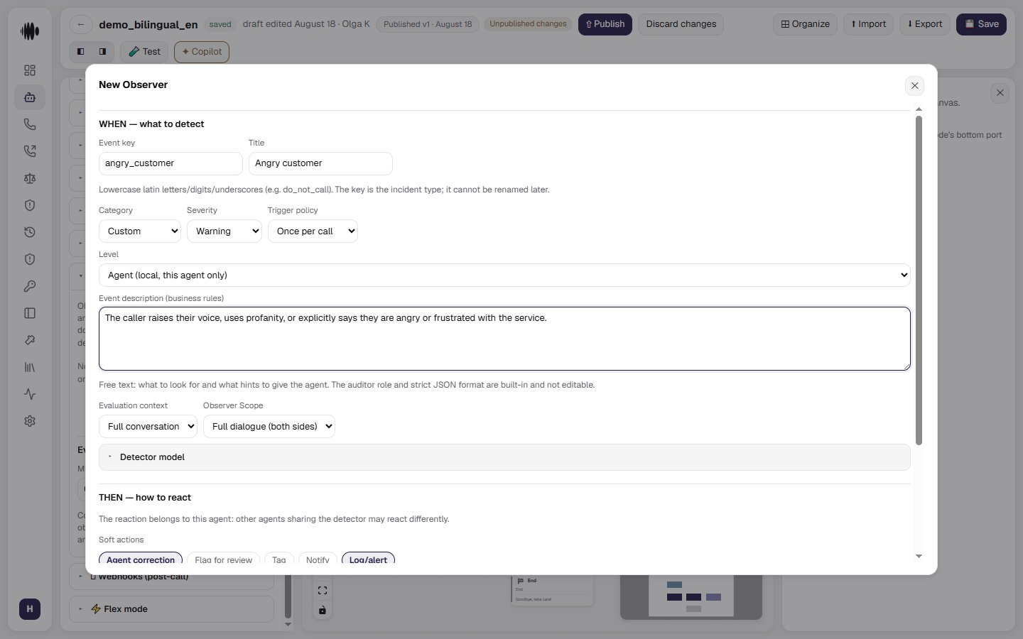 The new observer form, WHEN tab