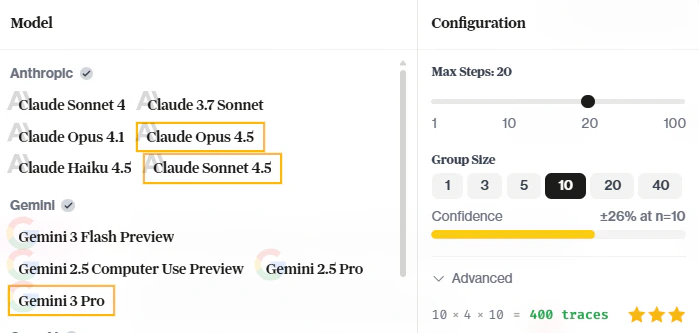 Run taskset configuration modal