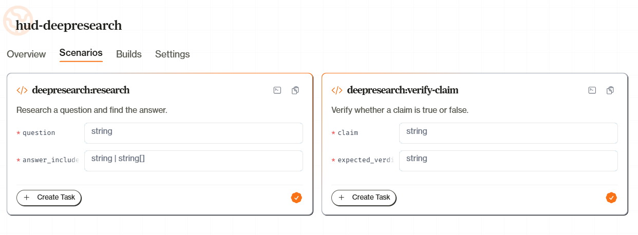 Scenarios tab showing available scenarios