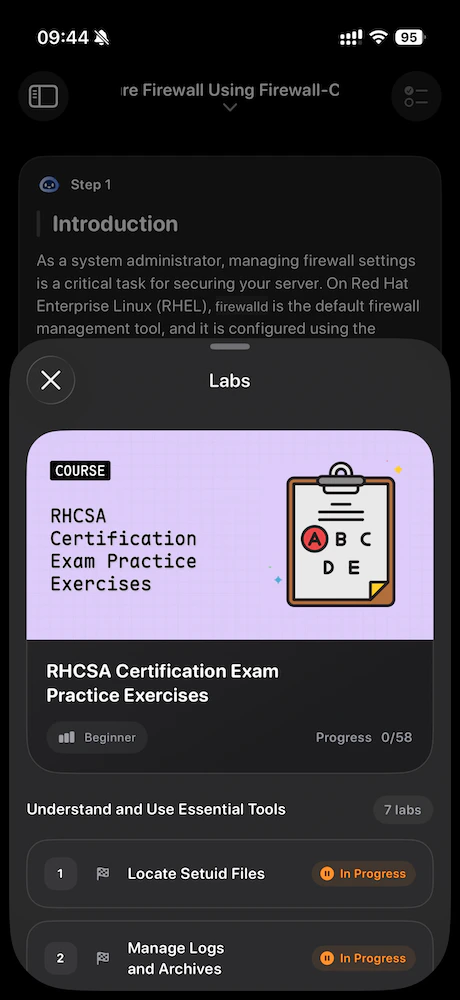 LabEx auf dem iPhone: Labs-Sheet für den aktuellen Kurs