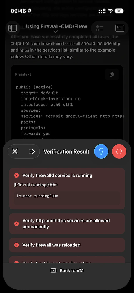 LabEx auf dem iPhone: Verifizierungsergebnis-Sheet mit Steuerelementen für die erneute Überprüfung