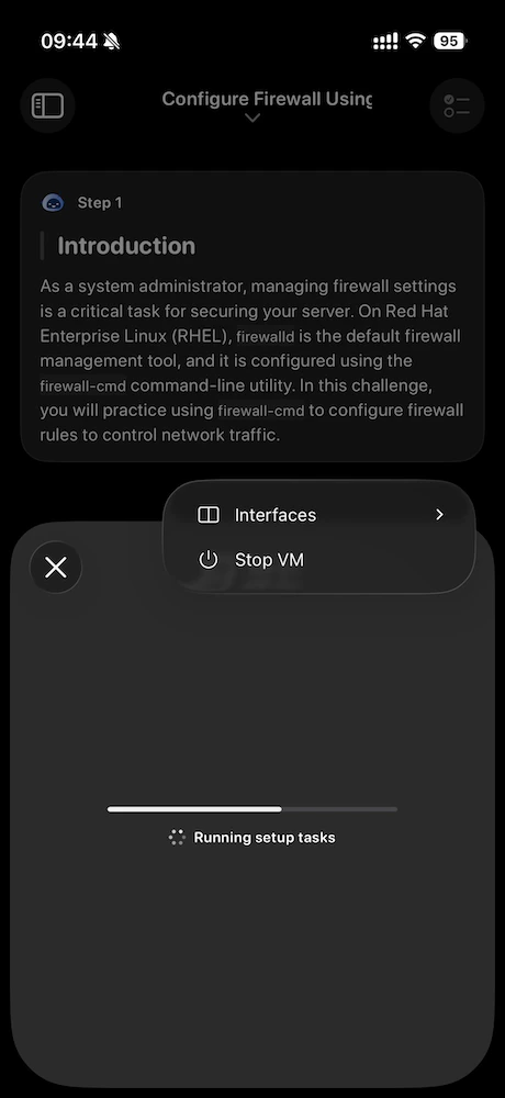 LabEx auf iPhone: VM-Sheet-Menü mit Schnittstellen und VM stoppen